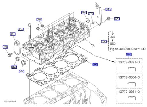 Afbeeldingen van Koppakking Kubota 1G77703600