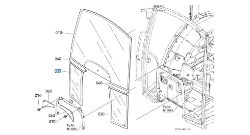 Afbeeldingen van Voorraam rechts onder Kubota 3C59170520