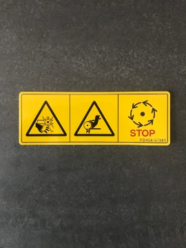 Afbeeldingen van Sticker gevaar koelvin / v-snaar