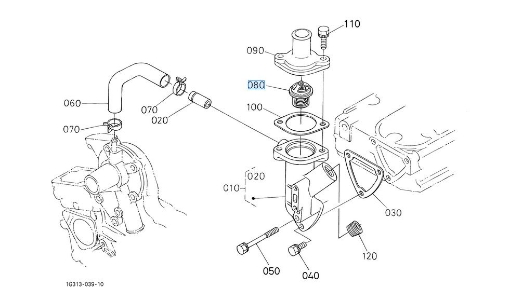 thermostaat Kubota  1E39973012  1E399-73012 72gr